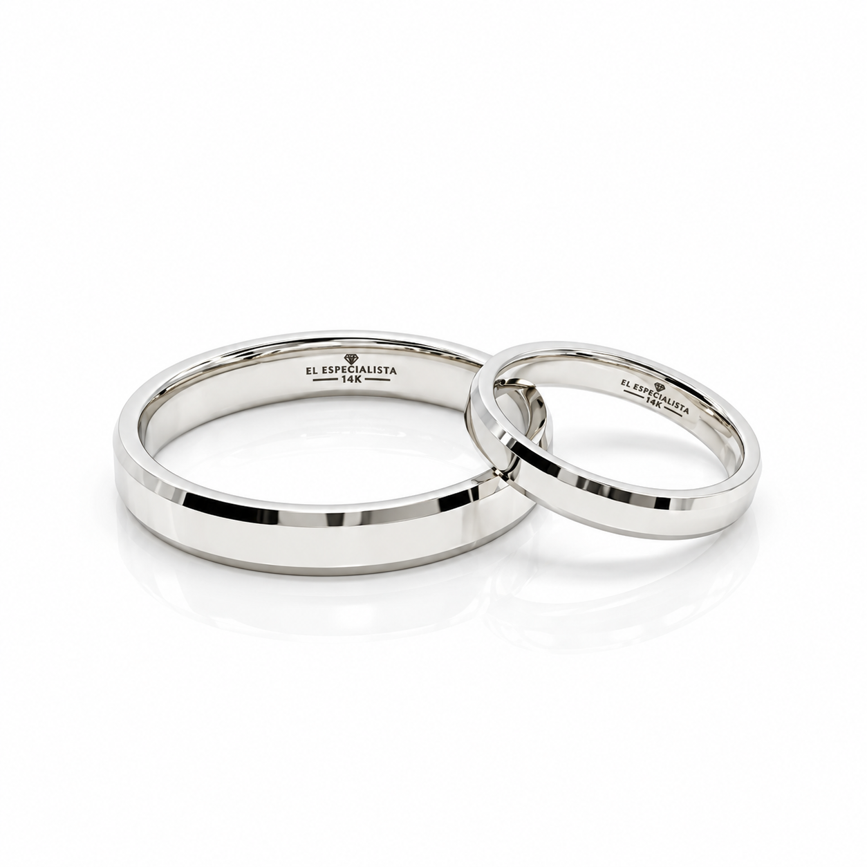 20B78LQ Par de Argollas de Matrimonio en oro blanco de 10 o 14 Kilates