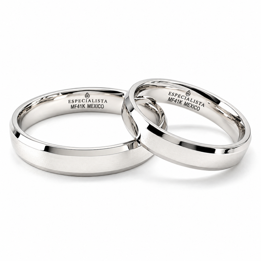 20B78LQ Par de Argollas de Matrimonio en oro blanco de 10 o 14 Kilates