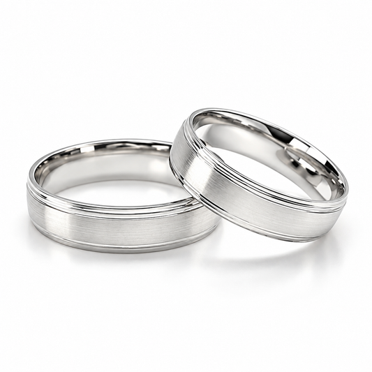 Argollas de matrimonio en oro blanco con centro mate de 5 mm | 20B985-5LQ
