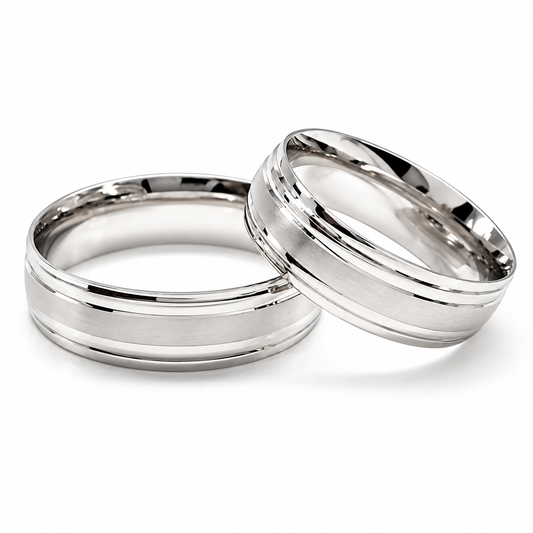 Argollas de matrimonio en oro blanco con centro mate de 6 mm | 20CA1-6LQ
