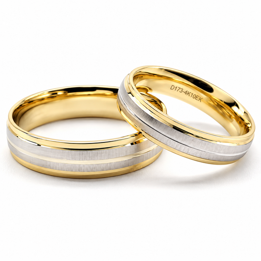 Set de argollas de matrimonio en oro combinado de 14 kilates | 21C153-54LQ