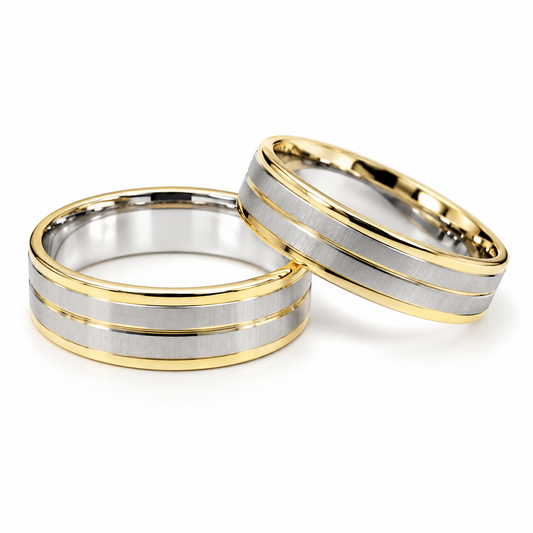 Par de Argollas de Matrimonio en oro combinado de 14 kilates | 21C155-65LQ