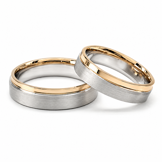 Par de Argollas de Matrimonio en oro combinado de 14 kilates | 21C194BRLQ