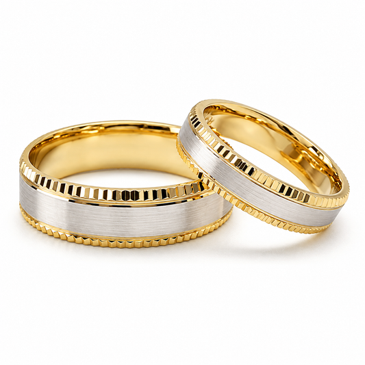 Par de Argollas de Matrimonio en oro combinado de 14 Kilates | 21C198-64LQ