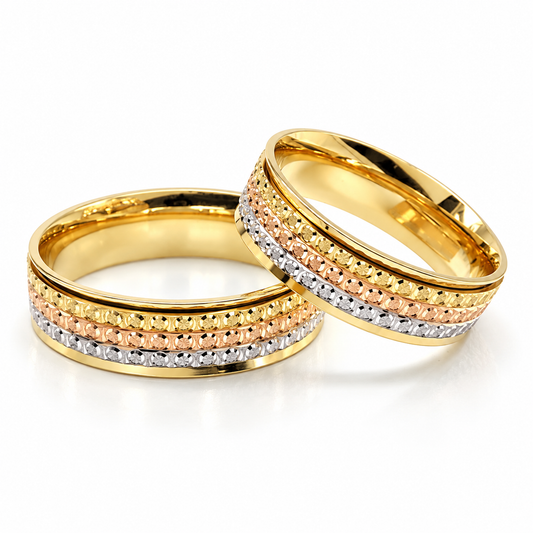 Argollas de matrimonio en oro florentino con acabado texturizado | 21C4LQ