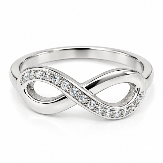 Anillo de moda en forma de infinito, fabricado en oro de 14 Kilates con circonias | 23CHB366LQ