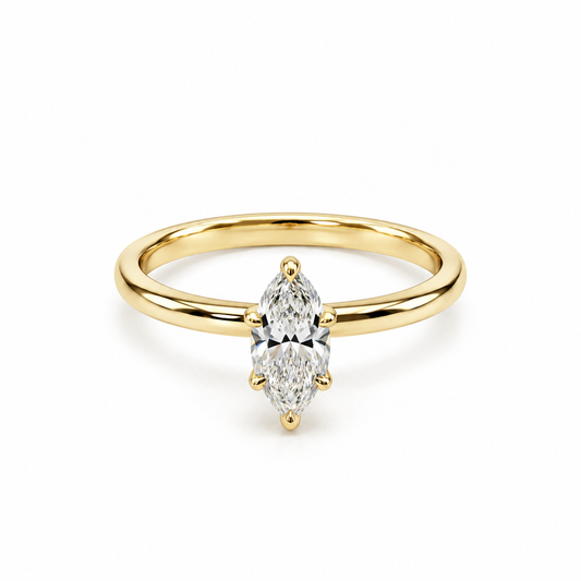 Anillo de compromiso en oro Amarillo de 14 kilates con diamante de laboratorio en corte Marquise | 25JCL28LQ