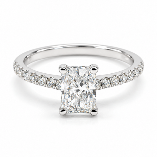 Anillo de compromiso en oro blanco de 14 kilates con Diamante de Laboratorio | 25JCL311374LQ
