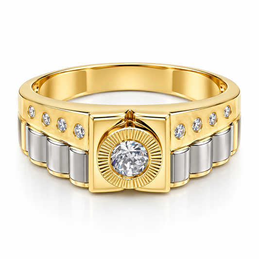 30JC04LQ Anillo para caballero en oro amarillo de 14 Kilates con pedrería