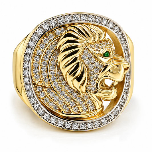 30JC17LQ Anillo para Caballero en oro de 14 Kilates con imagen de Léon.