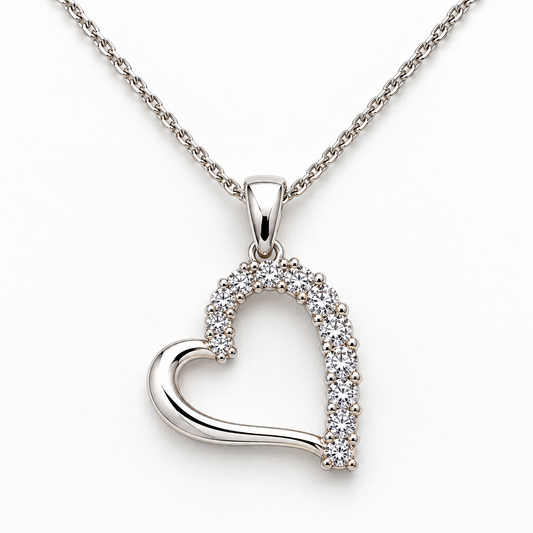 Dije de corazón con diamantes en oro blanco de 14K | 30JC203615LQ