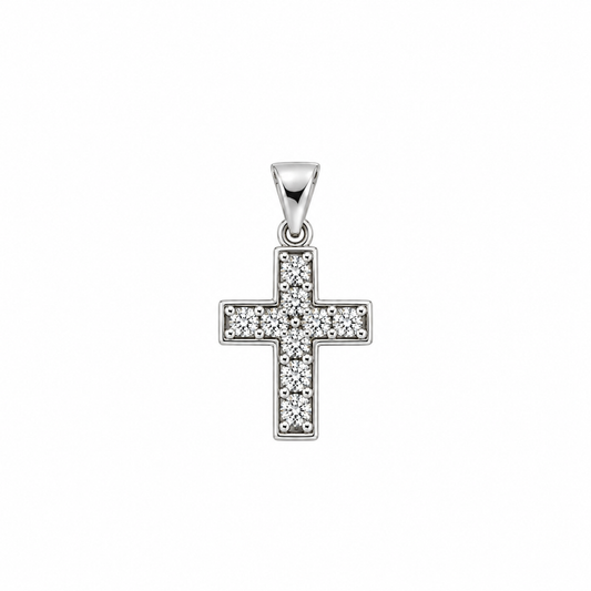 Cruz con diamantes naturales en oro blanco de 14K | 30JC219201LQ