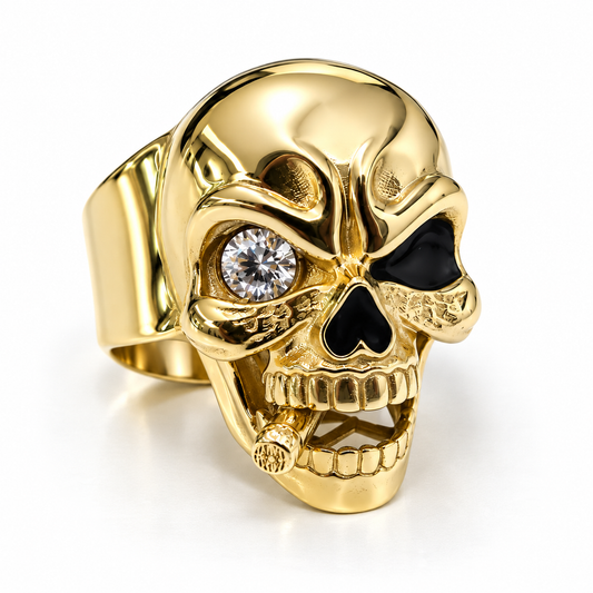 30JC32LQ Anillo para Caballero con forma de calavera en 14 kilates