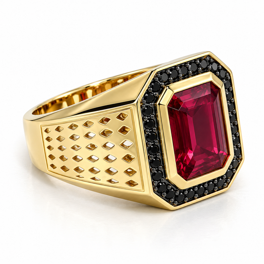 30JC49LQ Anillo de caballero en oro amarillo de 10 kilates