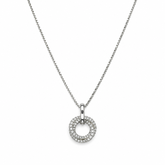 Dije de círculo con diamantes naturales en oro blanco de 14K | 30JC559678LQ