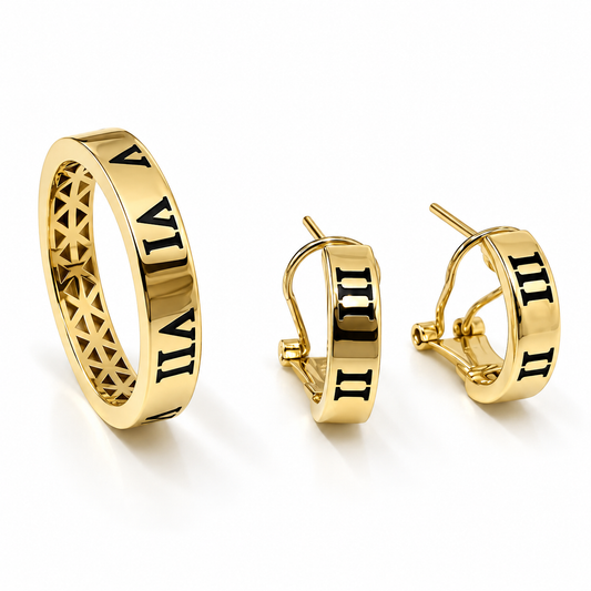 40JC05LQ Set de Anillo y aretes en oro de 10 kilates
