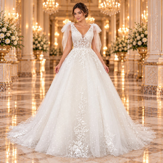 Vestido de novia Carmen 51BBCARMENLQ corte princesa color ivory, vista frontal
