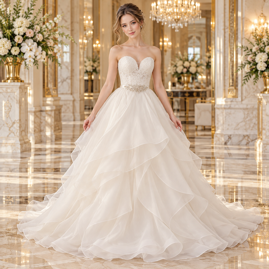 Vestido princesa ivory 51BDA07LQ, vista frontal