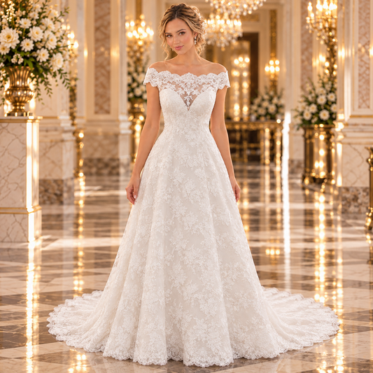 Vestido de Novia línea A Ivory 51FRW16989LQ, vista frontal completa