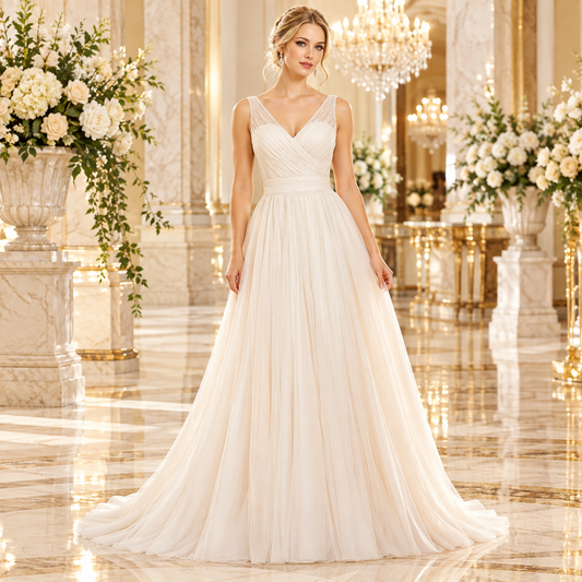 Vestido línea A ivory 51ML6805LQ, vista frontal