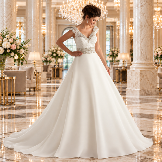 Vestido de novia corte línea A liso en color Ivory | 51ML5261LQ