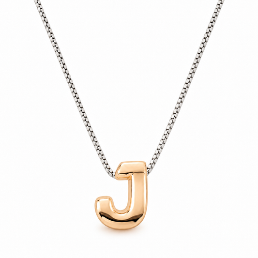 Inicial J en 3D oro 14K Amarillo