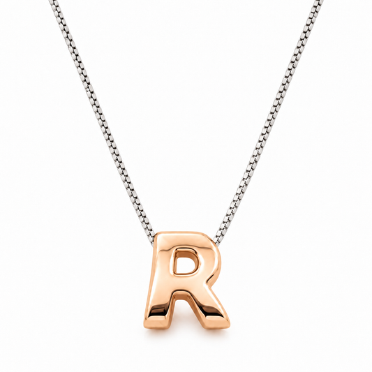 Inicial R en 3D oro 14K Amarillo