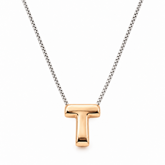 Inicial T en 3D oro 14K Amarillo