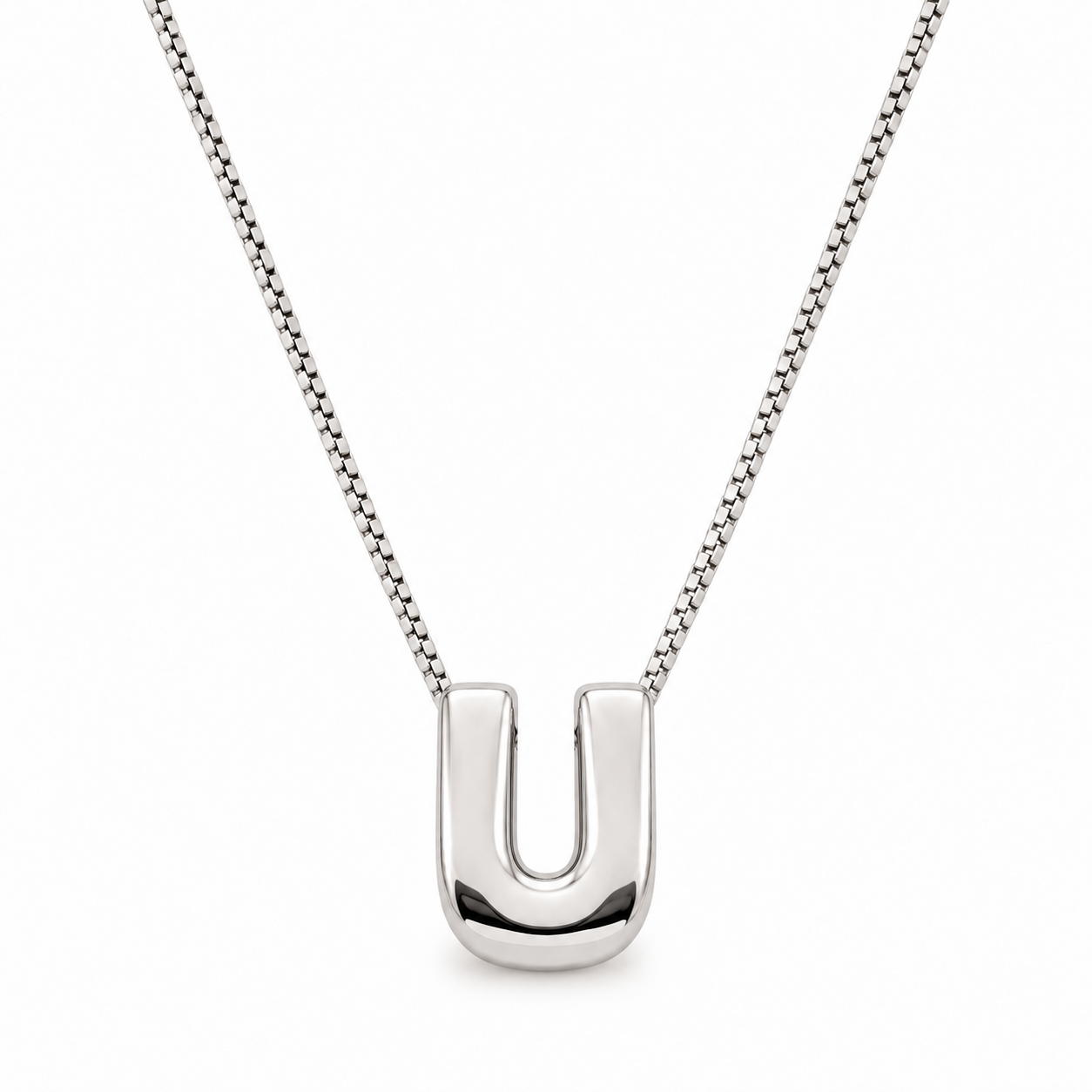 Inicial U en 3D oro 14K Blanco