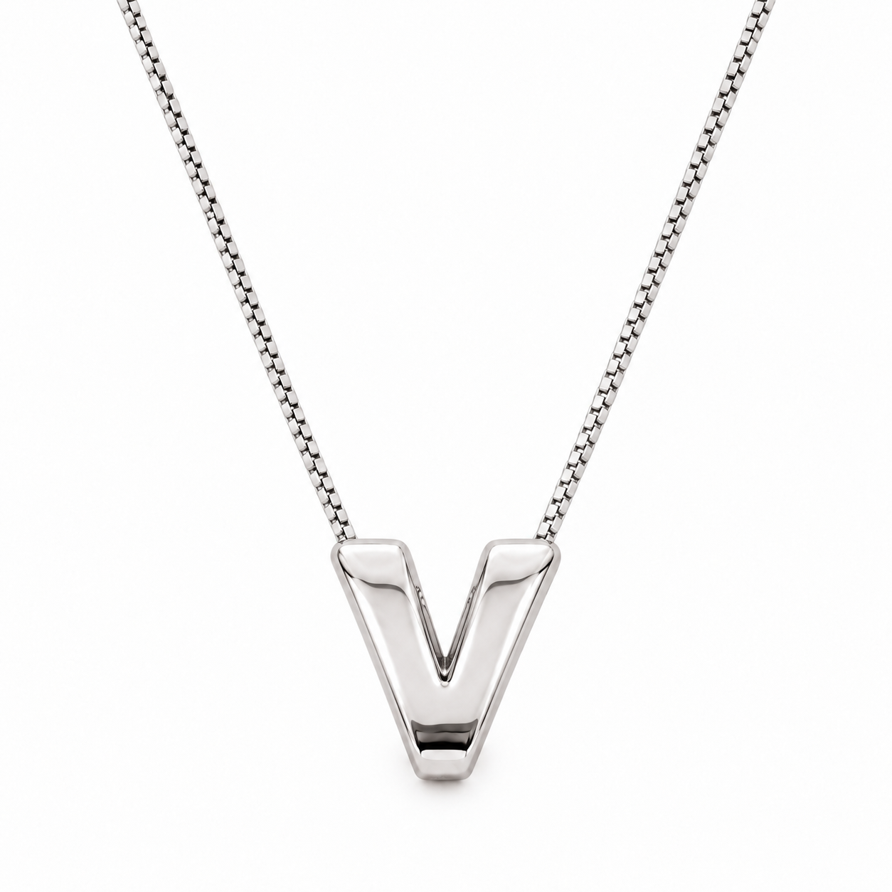 Inicial V en 3D oro 14K Blanco