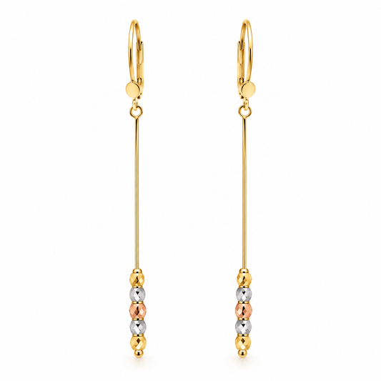 Aretes largos de cadena en oro combinado de 14K | 610065LQ