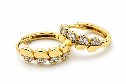 Arracadas con corazones en oro combinado de 14K | 610104LQ