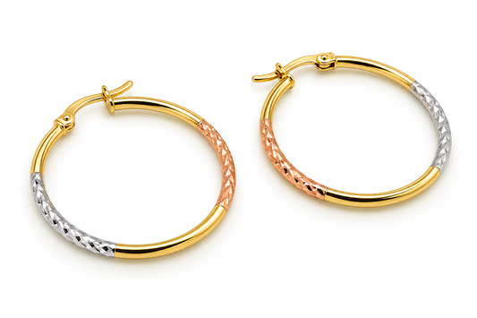 Arracadas redondas en oro combinado de 14K | 610110LQ