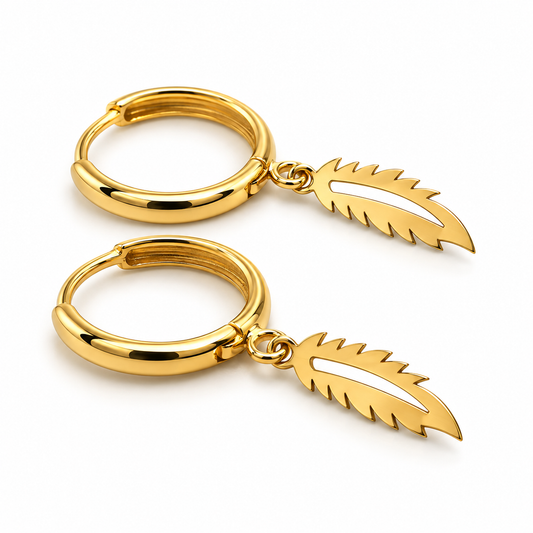 Arracadas con hoja colgante en oro amarillo de 14K | 610137LQ