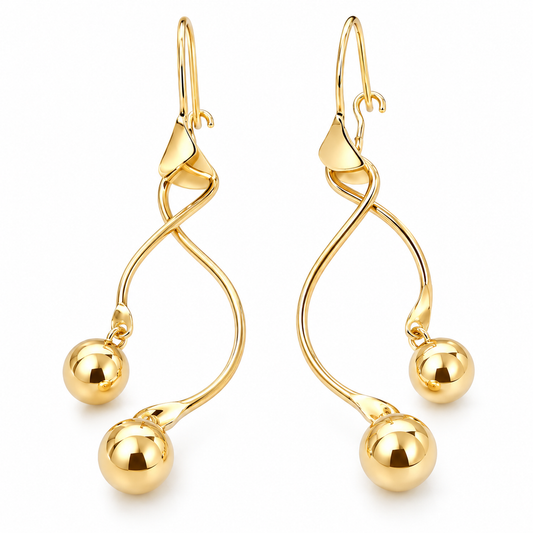 Aretes de infinito con bolitas en oro amarillo de 10K | 61AR10084LQ