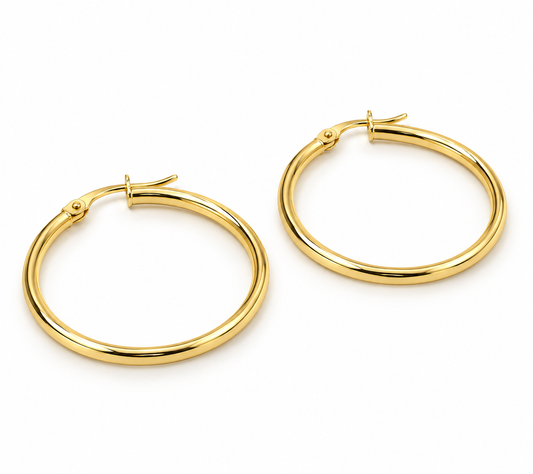 Arracadas redondas lisas en oro amarillo de 10K | 61AR10191LQ