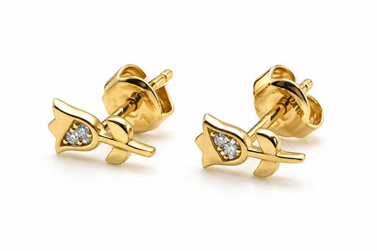 Broqueles de flor en oro amarillo de 10K | 61AR10224LQ