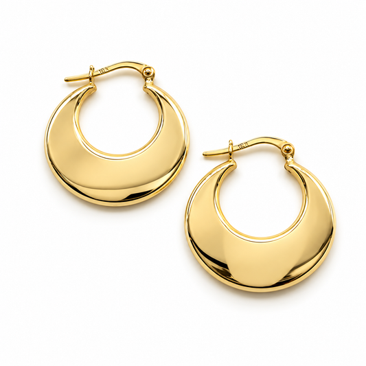 Arracadas anchas lisas en oro amarillo de 10K | 61AR10330LQ