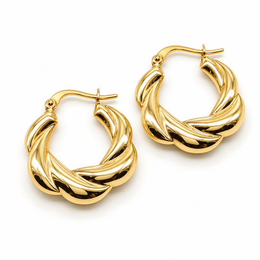 Arracadas de aros entrelazados en oro amarillo de 10K | 61AR10340LQ