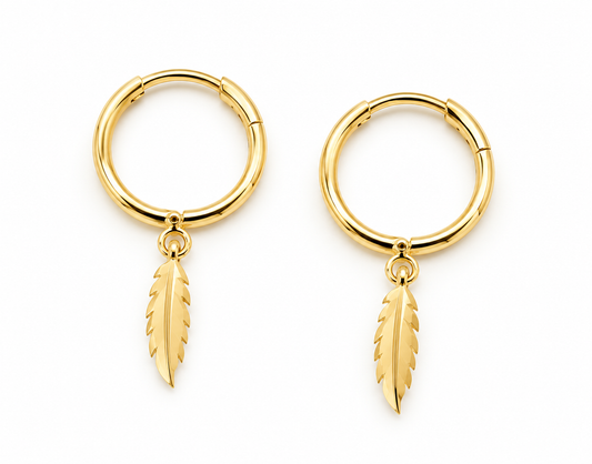 Arracadas con hoja colgante en oro amarillo de 14K | 61AR10344LQ