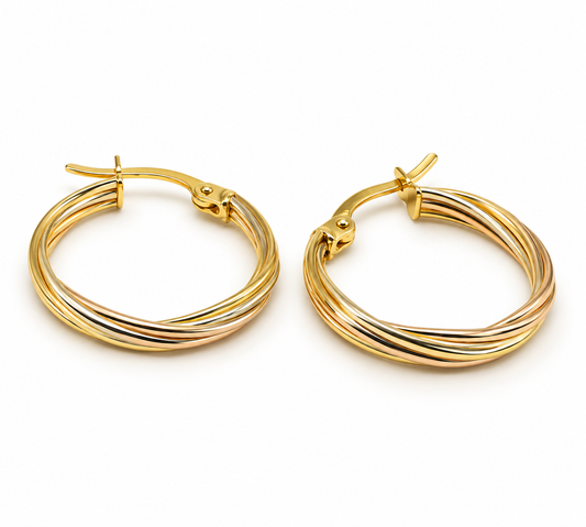 Arracadas de aros torcidos en oro amarillo de 10K | 61AR10393LQ