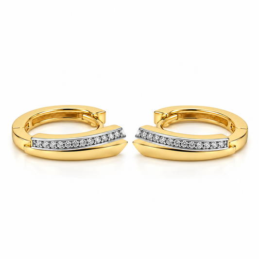 Arracadas de doble línea con piedras en oro amarillo de 10K | 61AR10401LQ