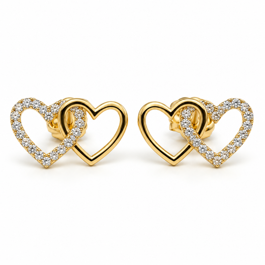 Broqueles de corazones entrelazados en oro amarillo de 10K | 61AR10420LQ