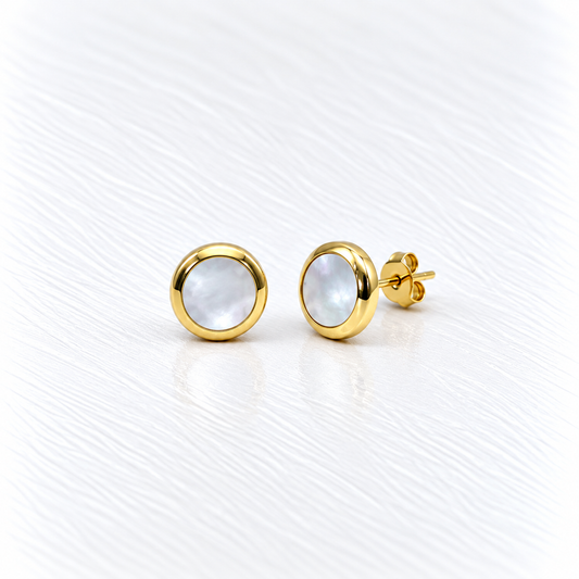 Broquel en oro amarillo de 10 Kilates con piedra blanca | 61AR10429LQ