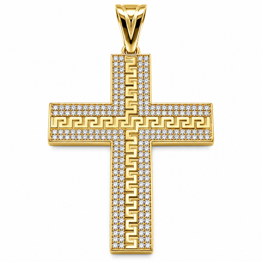 Cruz en oro amarillo de 10K con circonias | 6310015LQ