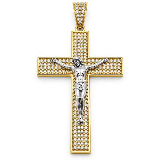 Cruz en oro amarillo de 10K con circonias | 6310017LQ