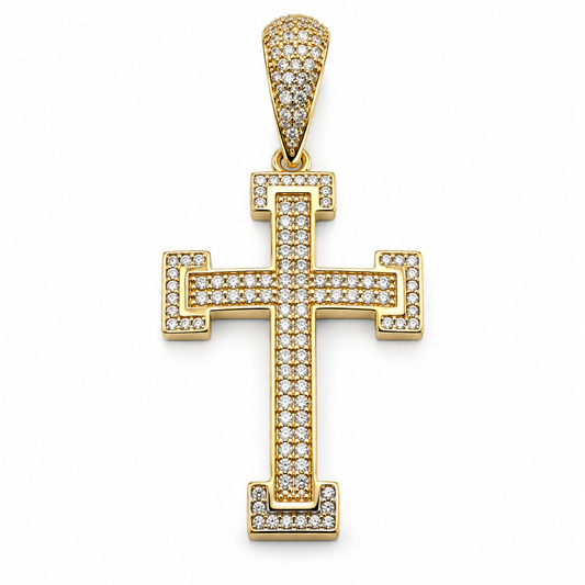 Cruz en oro amarillo de 10K con circonias | 6310026LQ