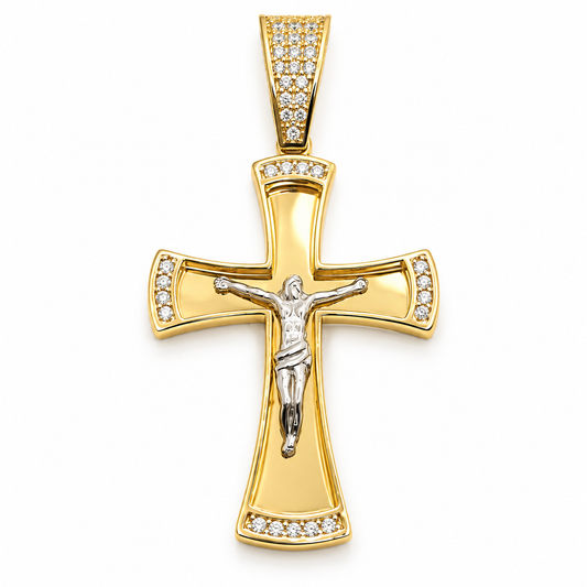 Cruz en oro amarillo de 10K con circonias | 6310034LQ