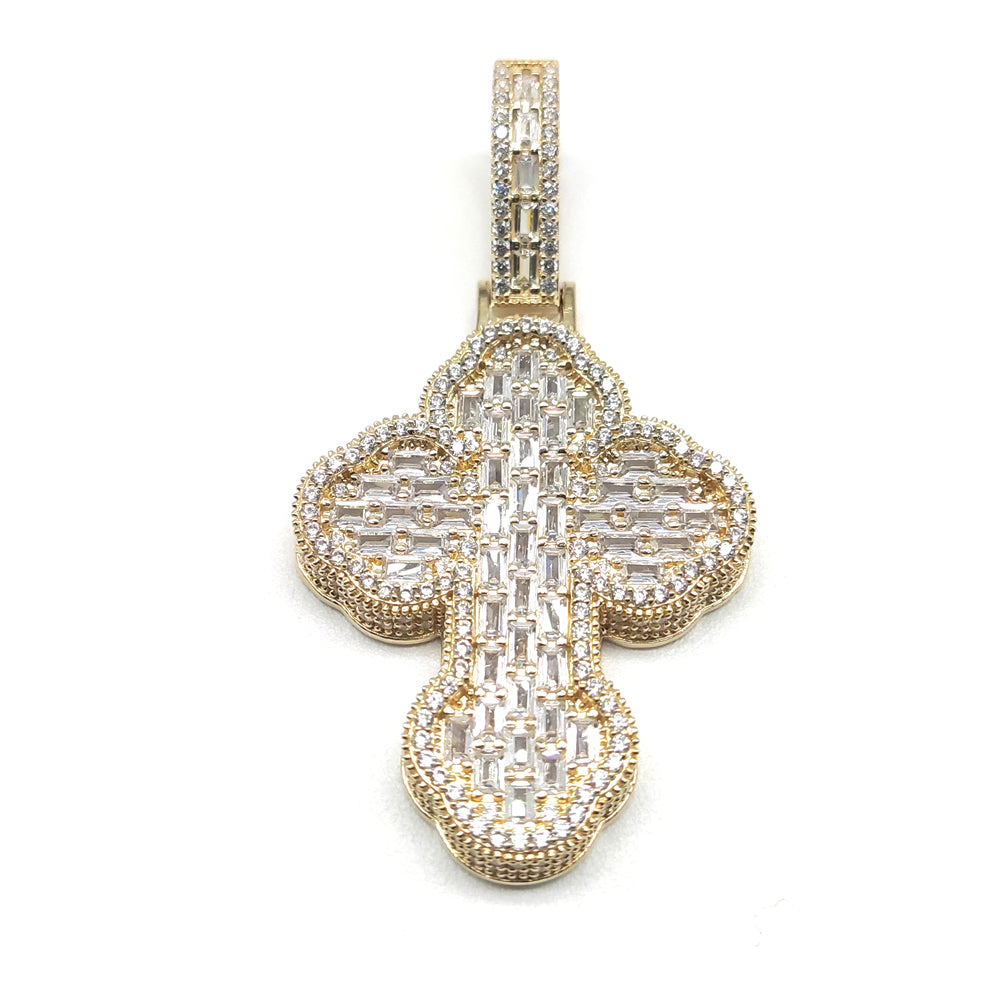 6310048LQ Cruz en oro amarillo de 10 Kilates con circonias