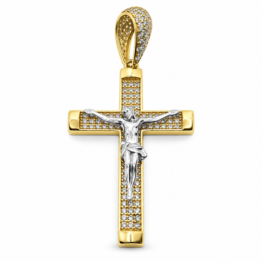 Cruz en oro amarillo de 10K con circonias | 6310055LQ